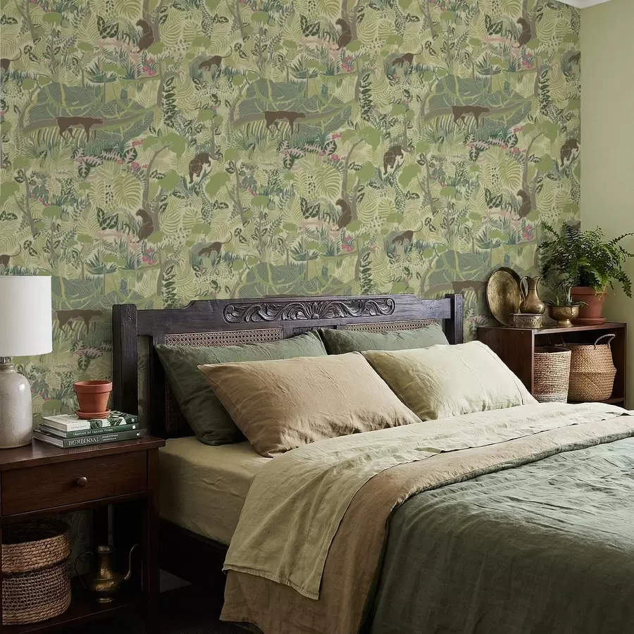 Fototapetai Miško scena su gyvūnais ir tankiais lapais a01108