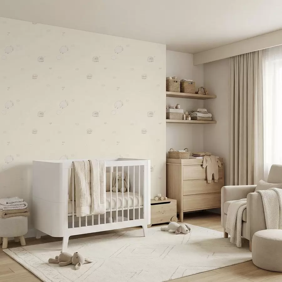 Fototapetai Mielas raštas su avimis ir mažomis širdelėmis a01109