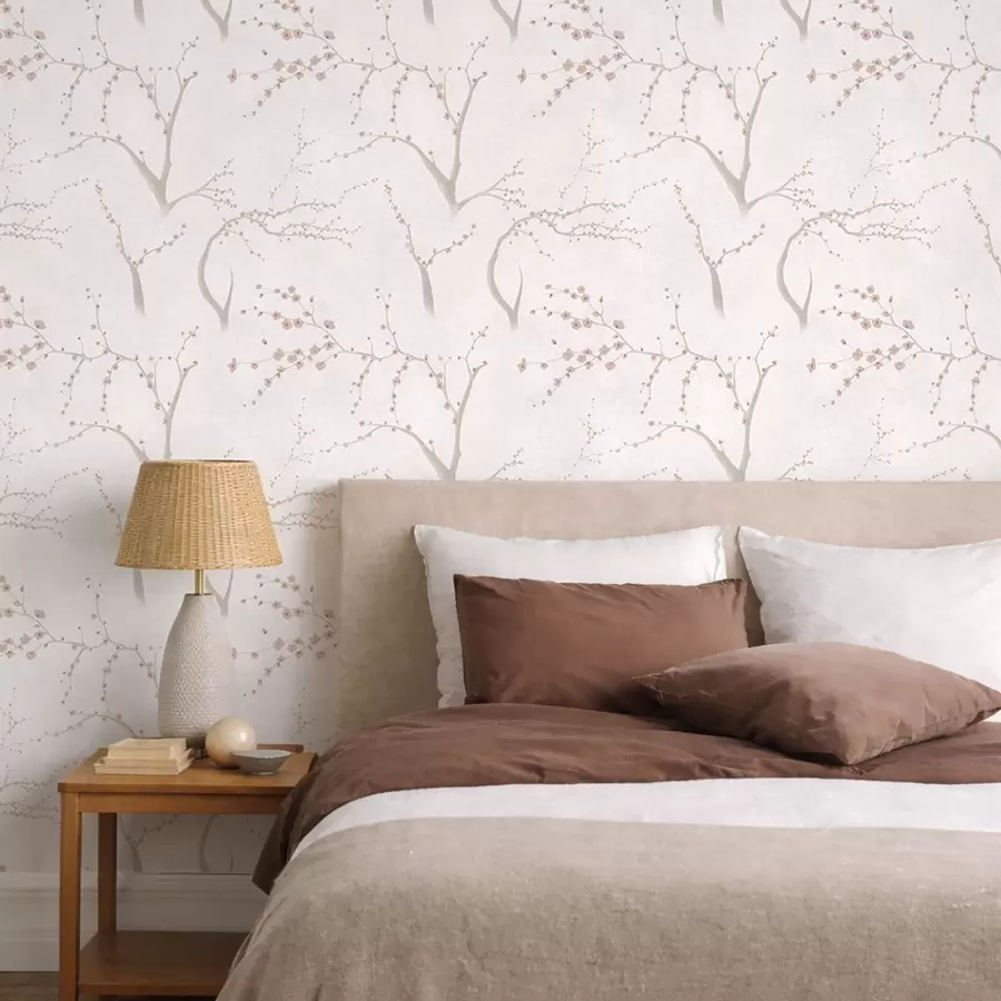 Fototapetai Šviesios šakos su rožiniais žiedais a01111v1