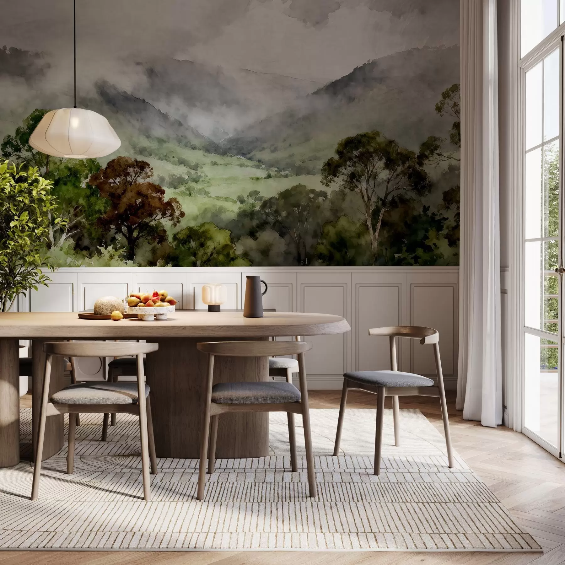 Fototapetai Tapytas peizažas rūke w05185