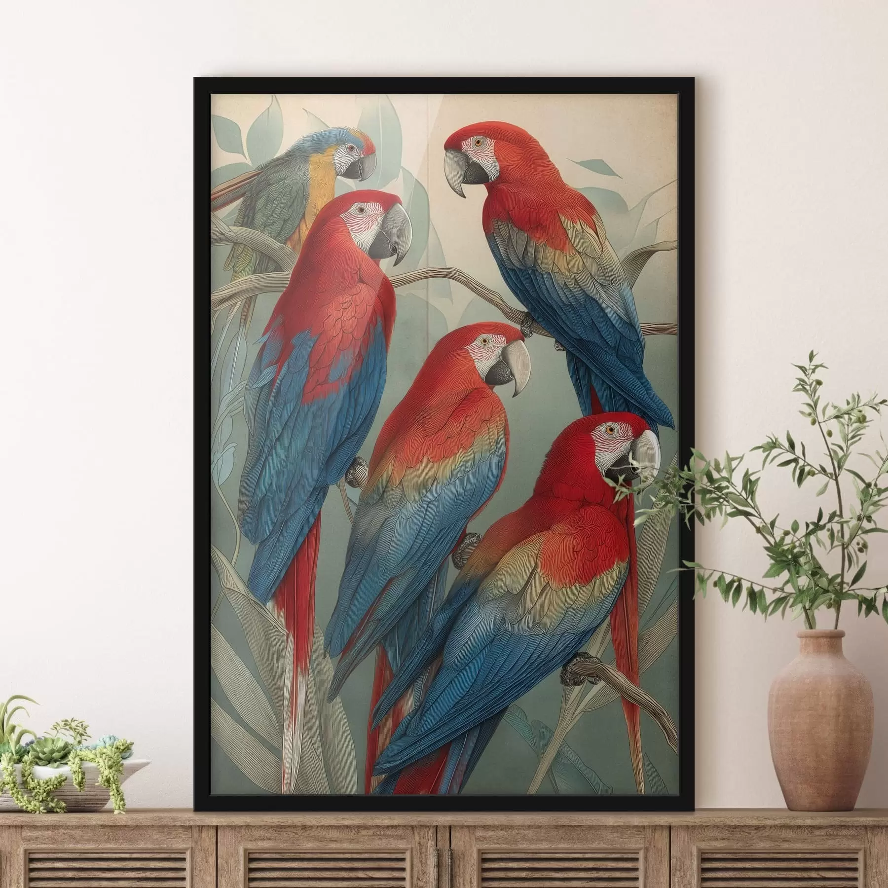 Fototapetai Vintage papūgos f47729