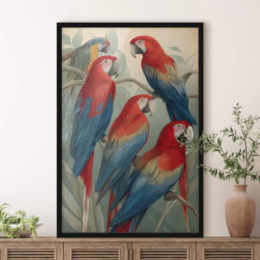 Fototapetai Vintage papūgos f47729