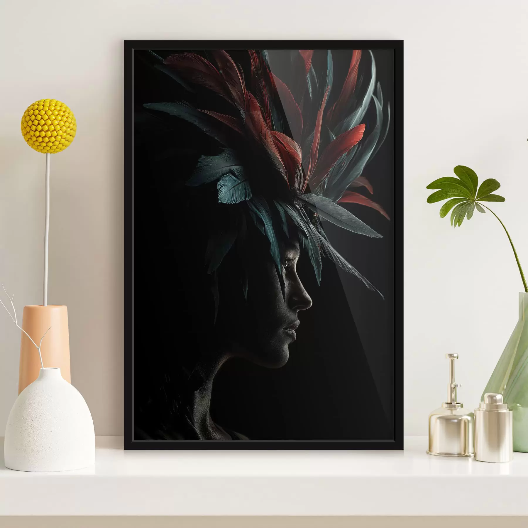 Fototapetai Portretas su plunksnomis f47735