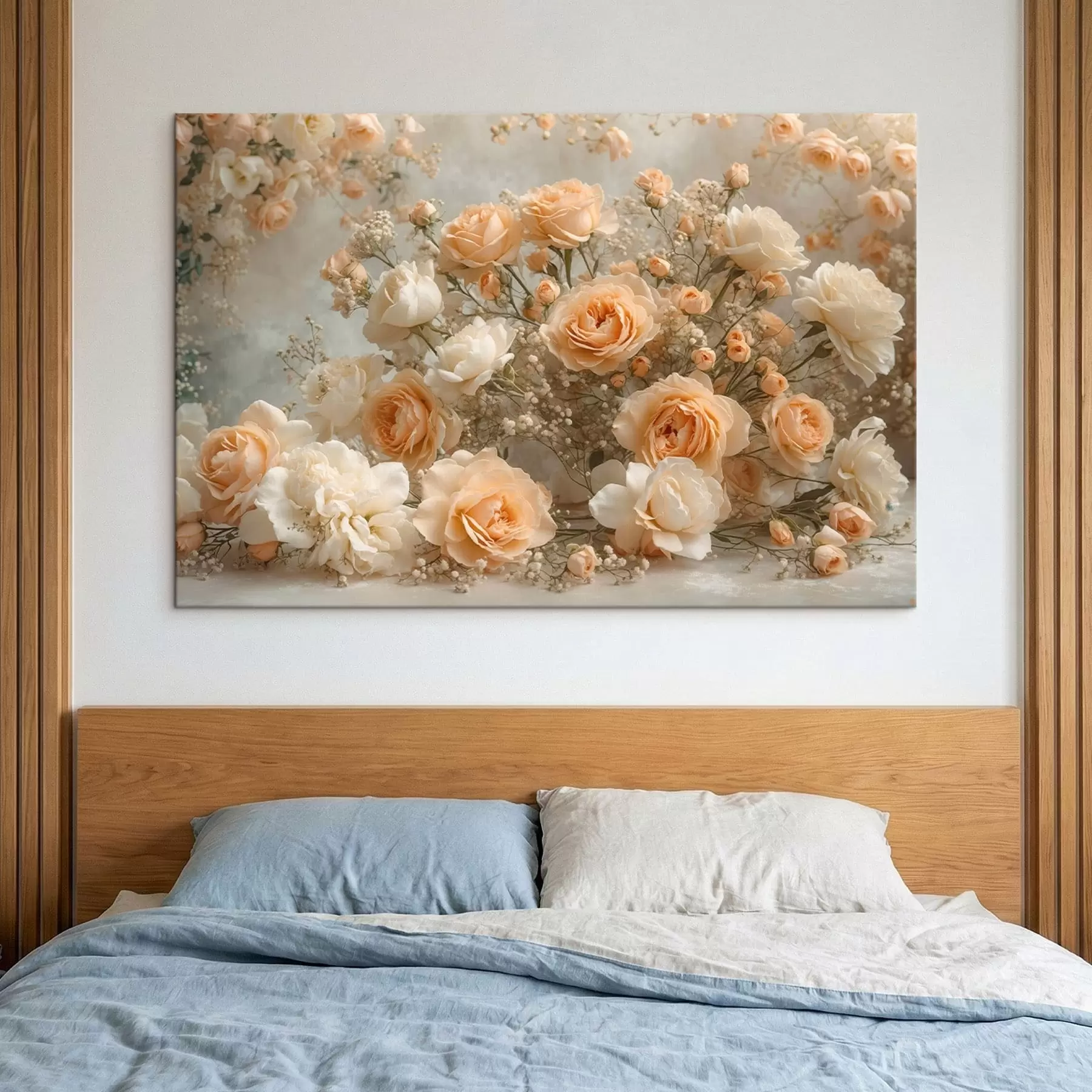 Paveikslėlis Subtilūs kreminiai rožės dideliame puokštėje s47279