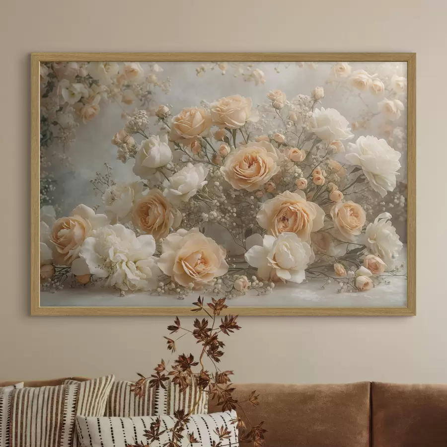 Fototapetai Subtilūs kreminiai rožės dideliame puokštėje f47279