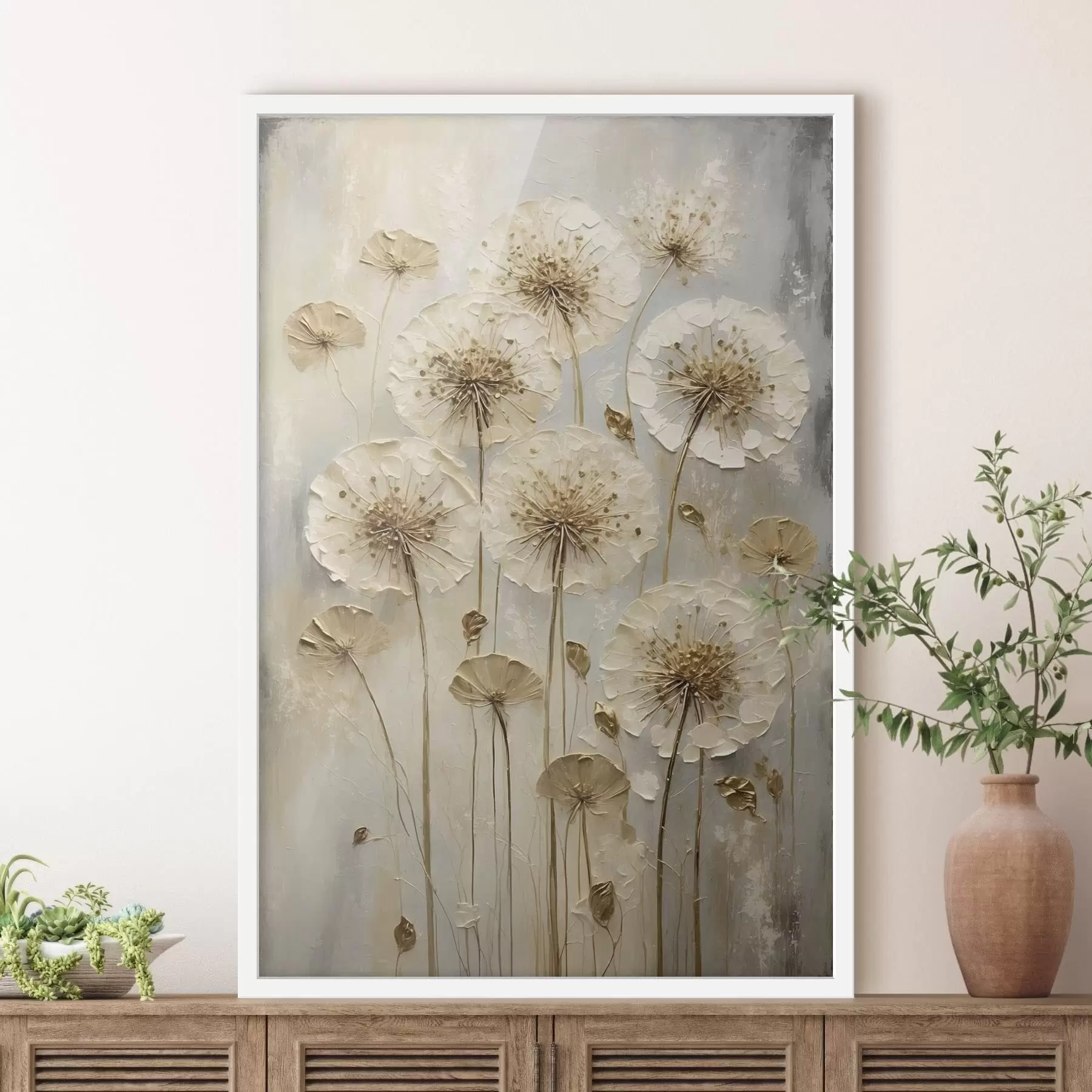 Fototapetai Aukšti kreminiai žiedai ant šviesaus fono f47282