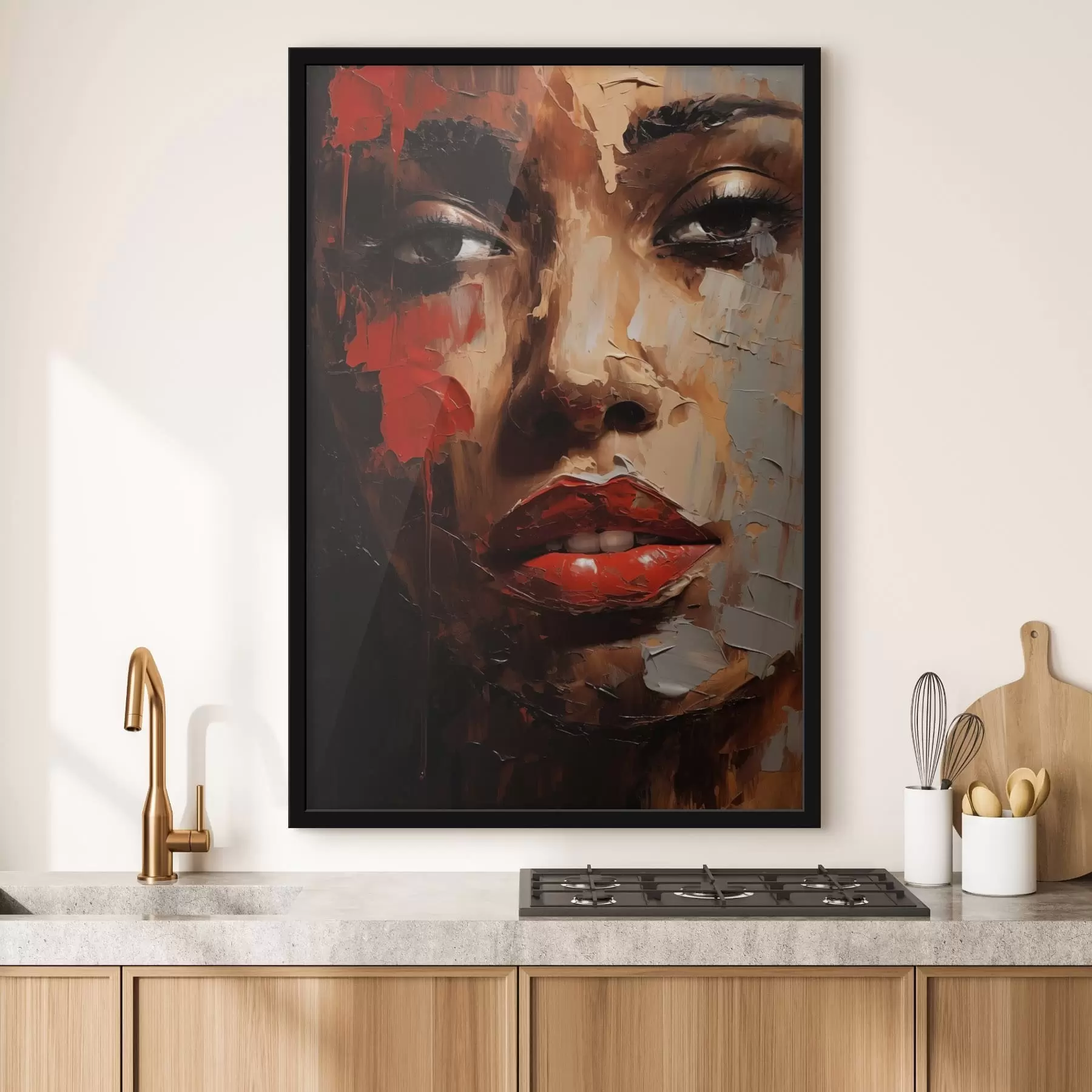 Fototapetai Ryškus moters portretas su raudonais akcentais f47293