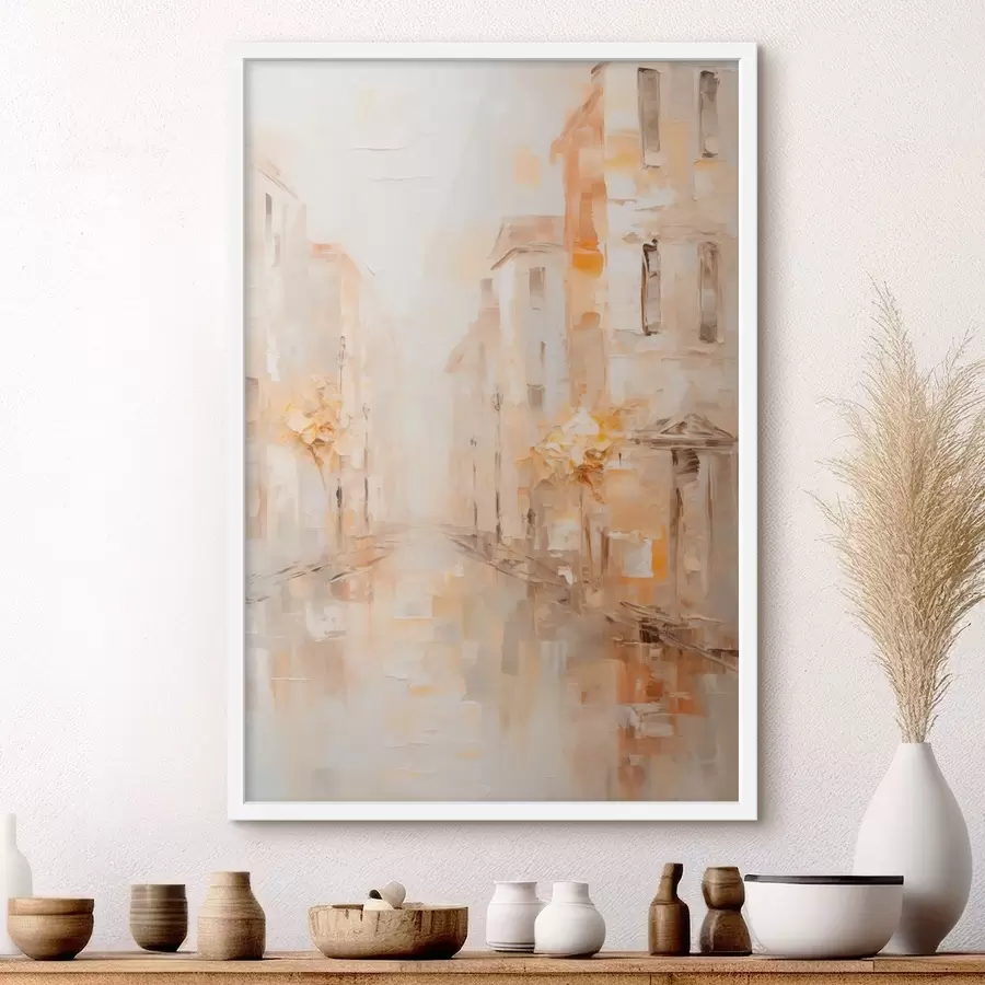 Fototapetai Švelnus miesto gatvės vaizdas šiltomis spalvomis f47302