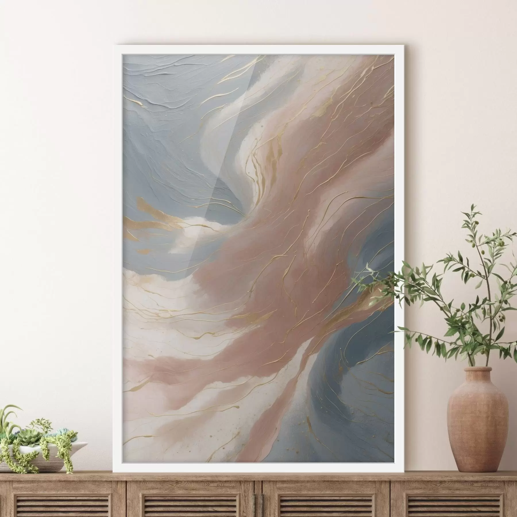 Fototapetai Abstrakčios bangos švelniomis mėlynomis ir rožinėmis spalvomis f47753