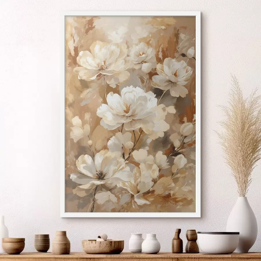 Fototapetai Didelės šviesios gėlės, nudažytos plačiais potėpiais f47761