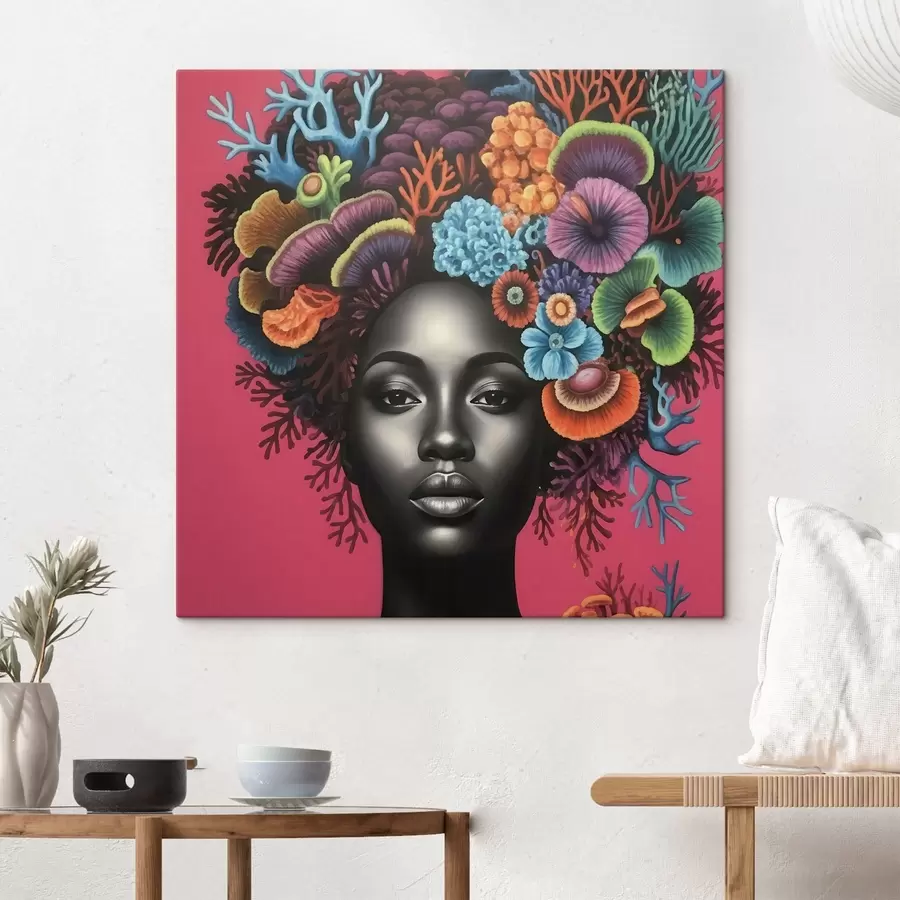 Paveikslėlis Psichodelinis moters su grybais portretas s47786