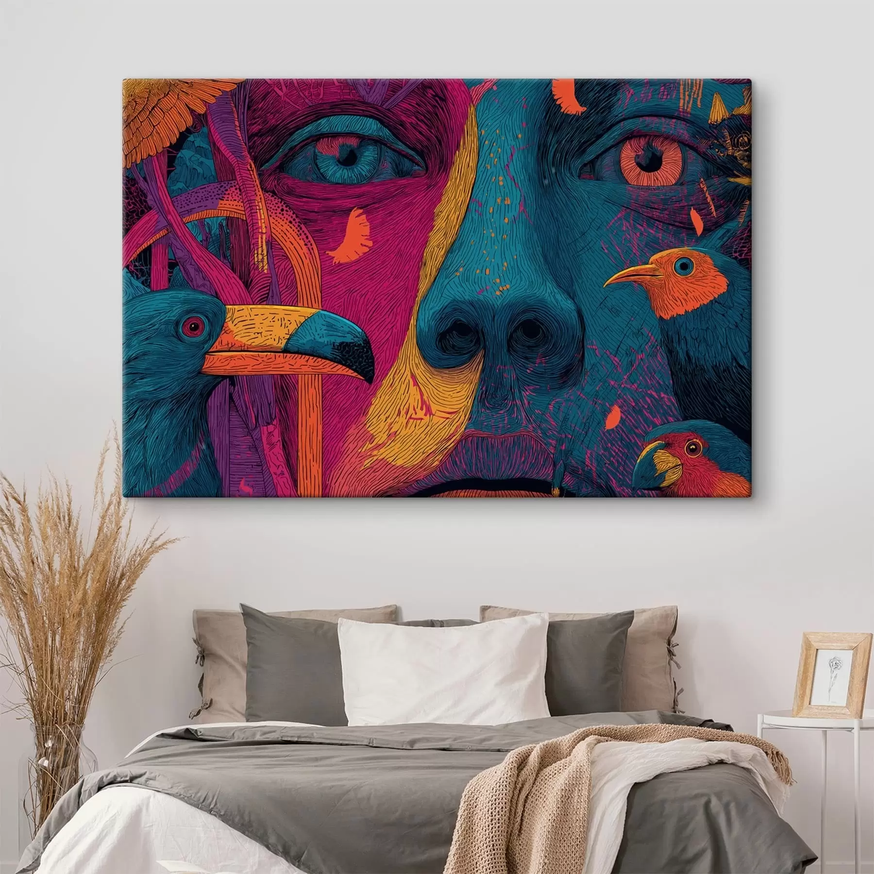 Paveikslėlis Psichodelinis portretas su paukščiais s47789