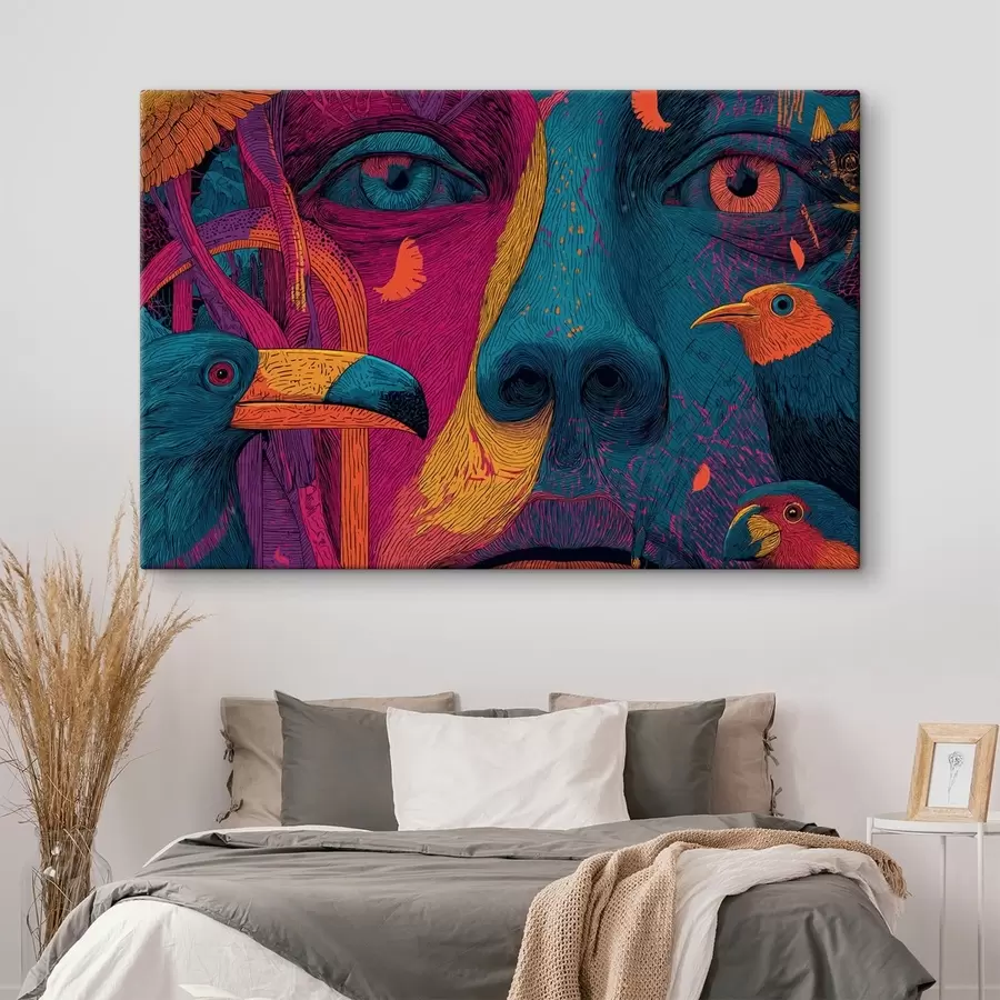 Paveikslėlis Psichodelinis portretas su paukščiais s47789
