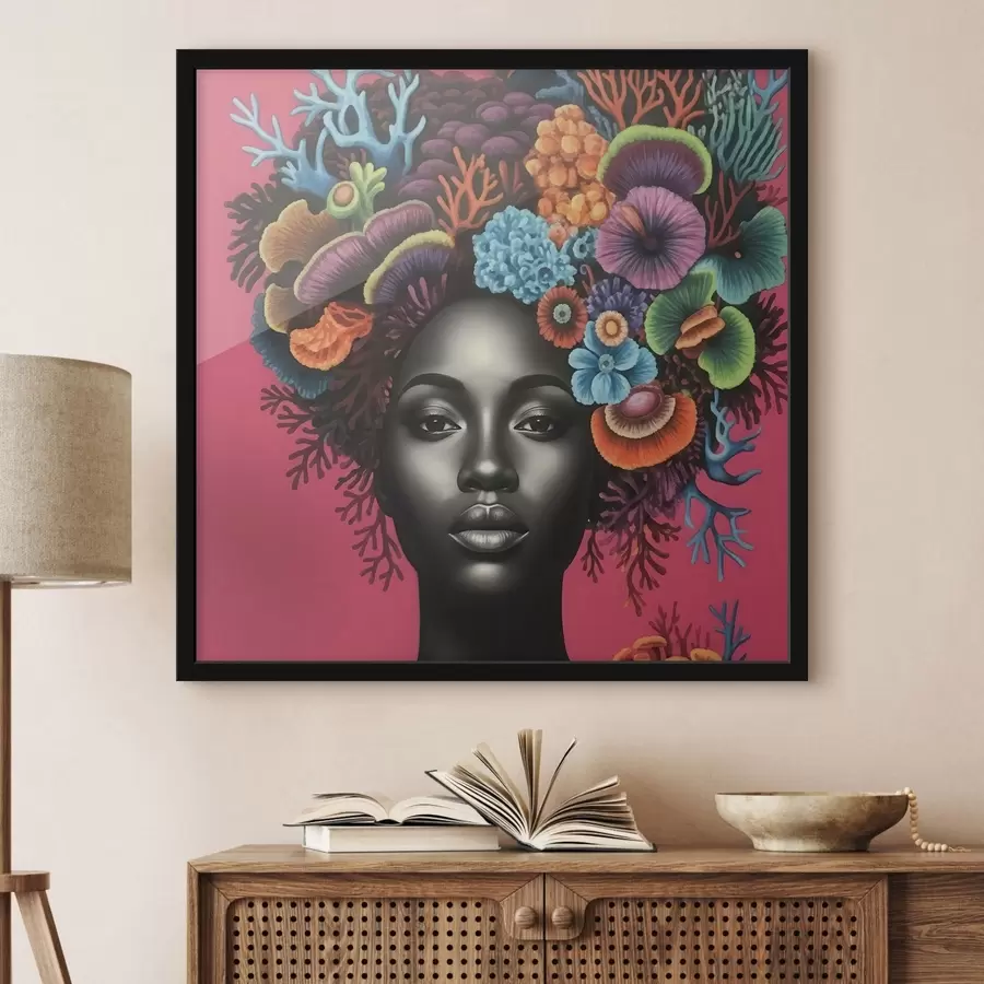 Fototapetai Psichodelinis moters su grybais portretas f47786