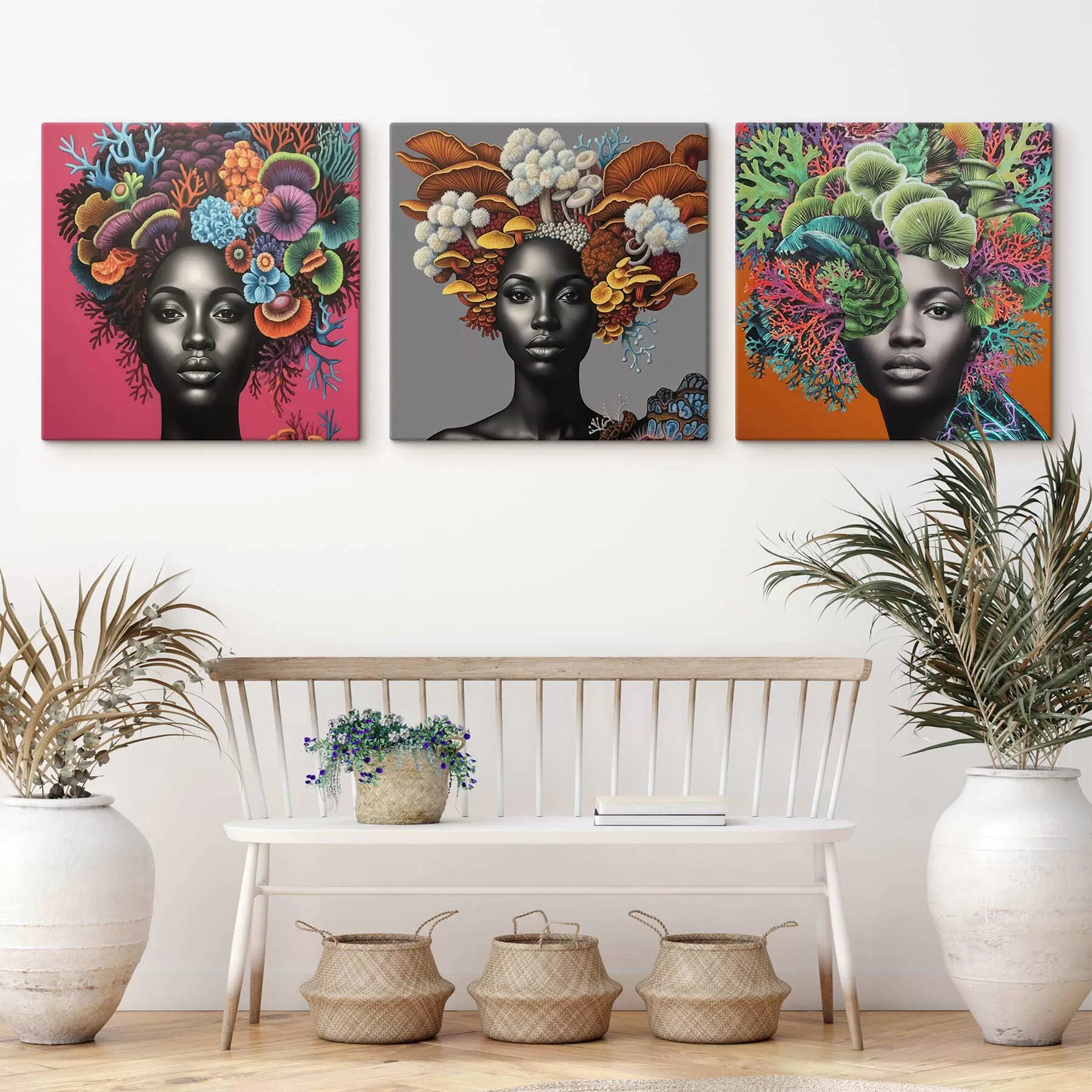 Paveikslėlis Psichodelinis moters su grybais portretas m01308