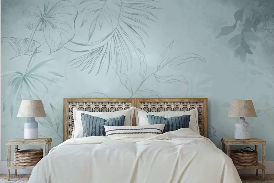 Fototapetai Linijiniai augalai ant švelnaus žalsvo fono w05128v1