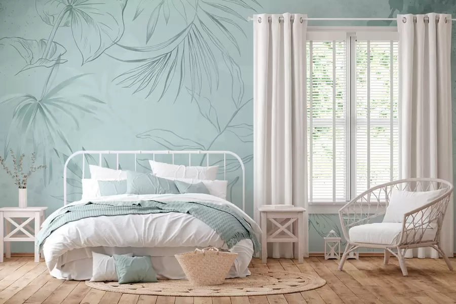 Fototapetai Linijiniai augalai ant švelnaus žalsvo fono w05128v1