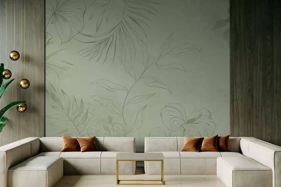 Fototapetai Linijiniai augalai ant vėsaus mėlyno fono w05128v2