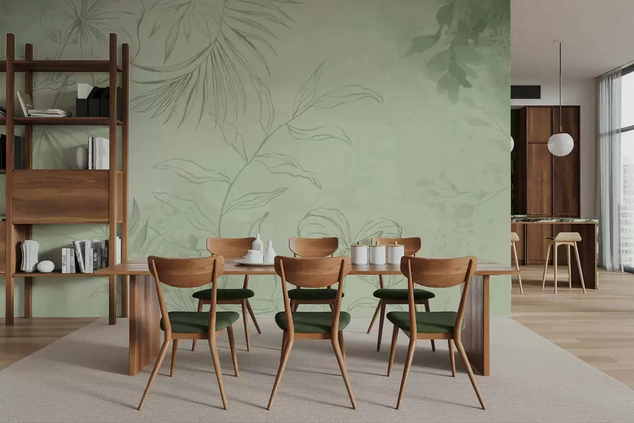 Fototapetai Linijiniai augalai ant vėsaus mėlyno fono w05128v2