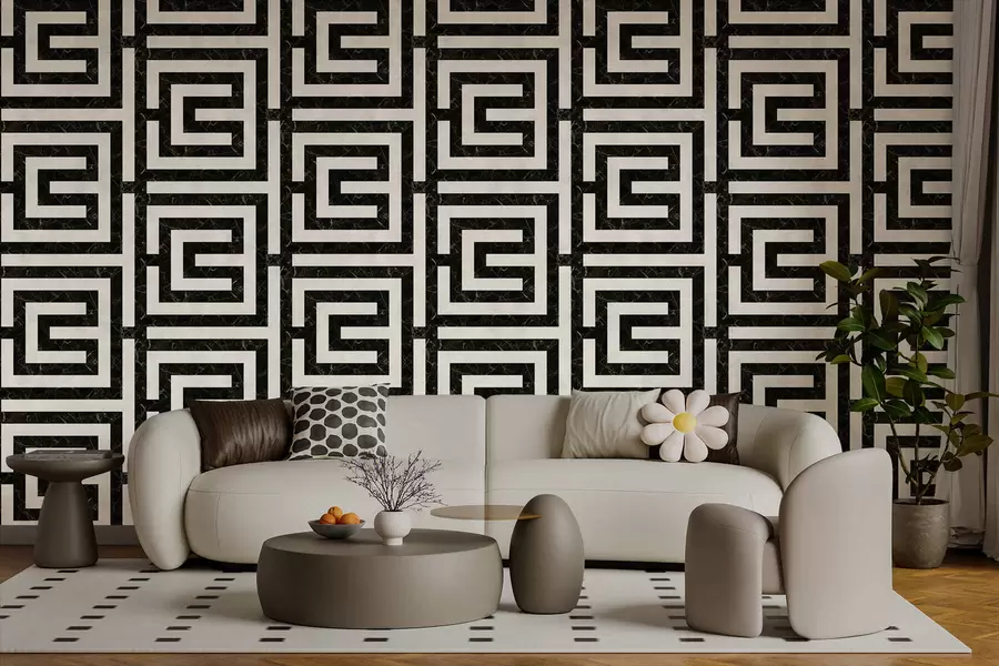 Fototapetai Pasikartojantis geometrinis raštas su kvadratinių linijų motyvais w05134