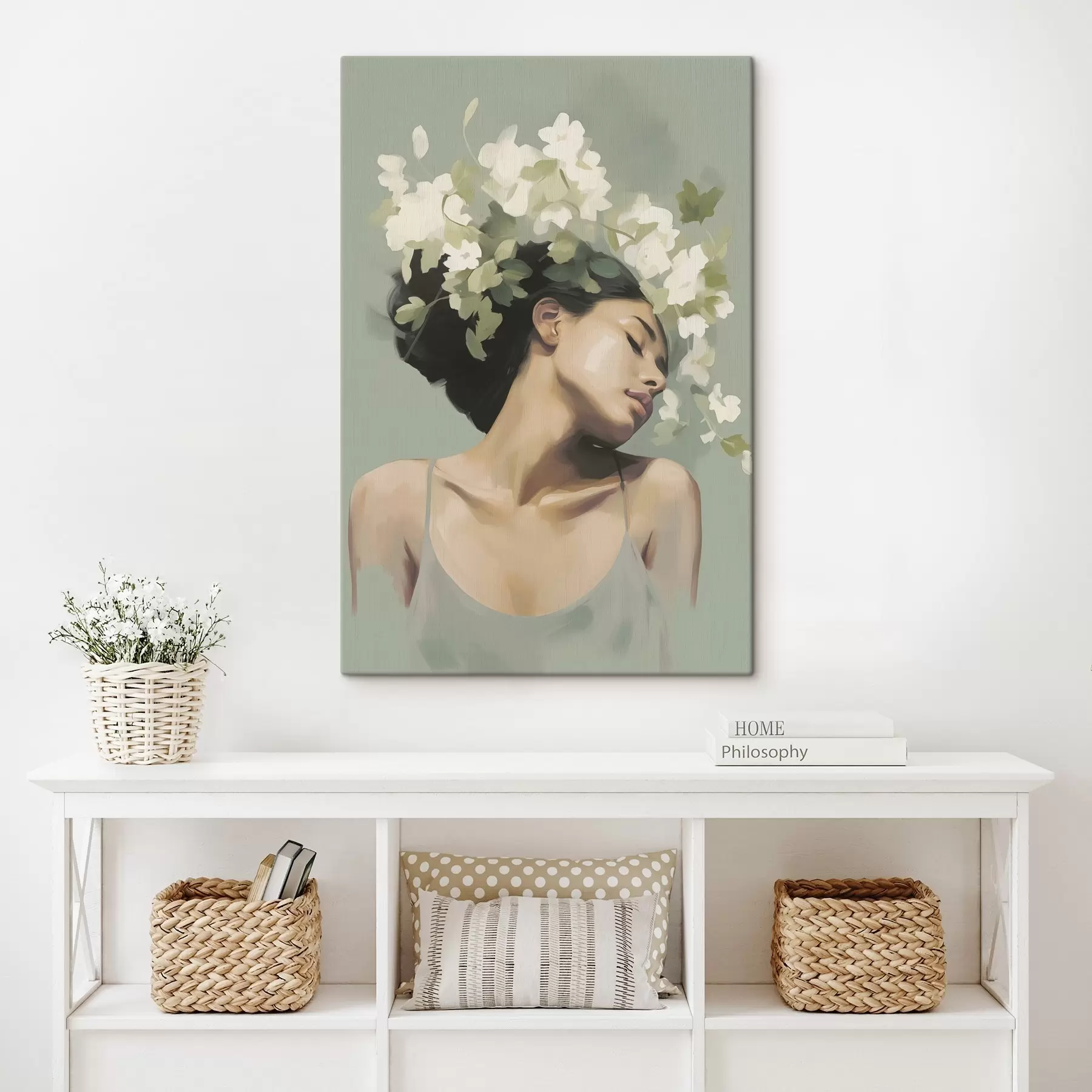 Paveikslėlis Mergina su gėlių vainiku s47806