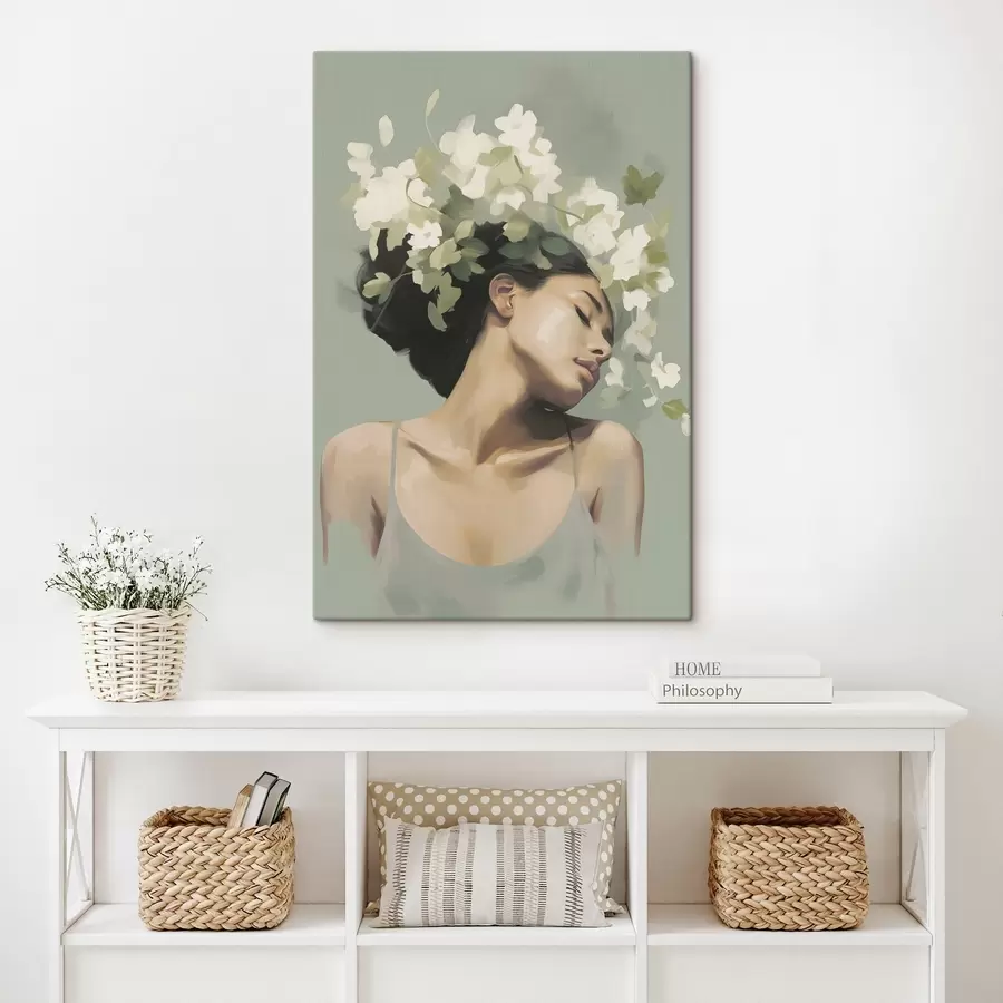 Paveikslėlis Mergina su gėlių vainiku s47806