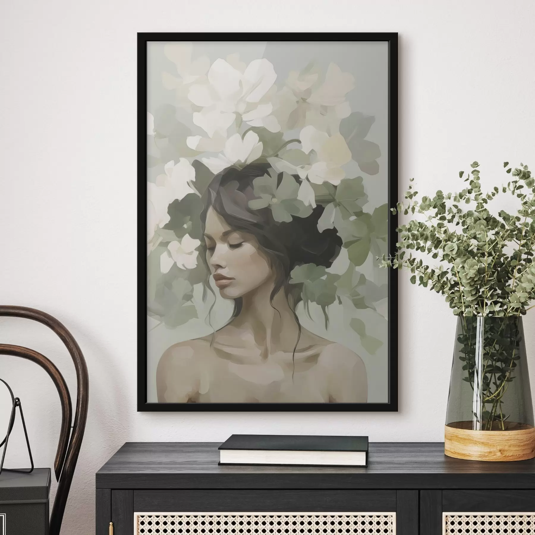 Fototapetai Merginos su gėlių vainiku portretas f47807