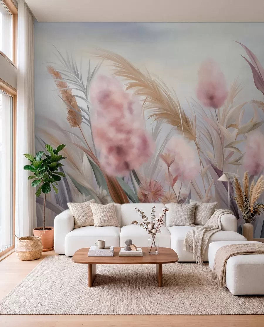 Fototapetai Rausvos ir smėlinės žolės w09635