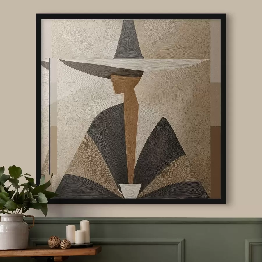 Fototapetai Abstraktus portretas su skrybėle f47842