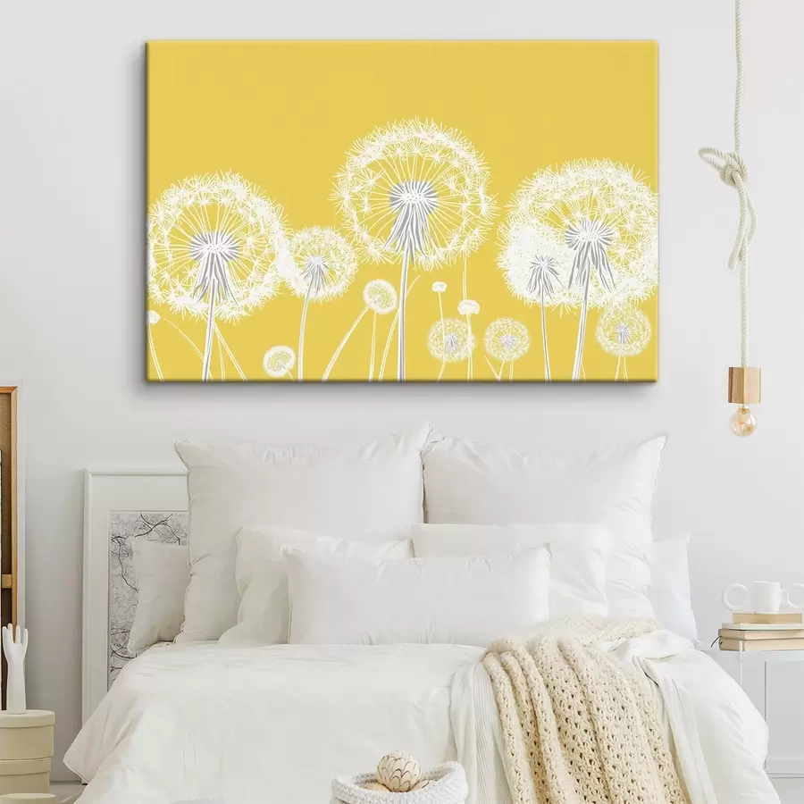 Fototapetai Baltais pienečiai ant geltono fono s47890