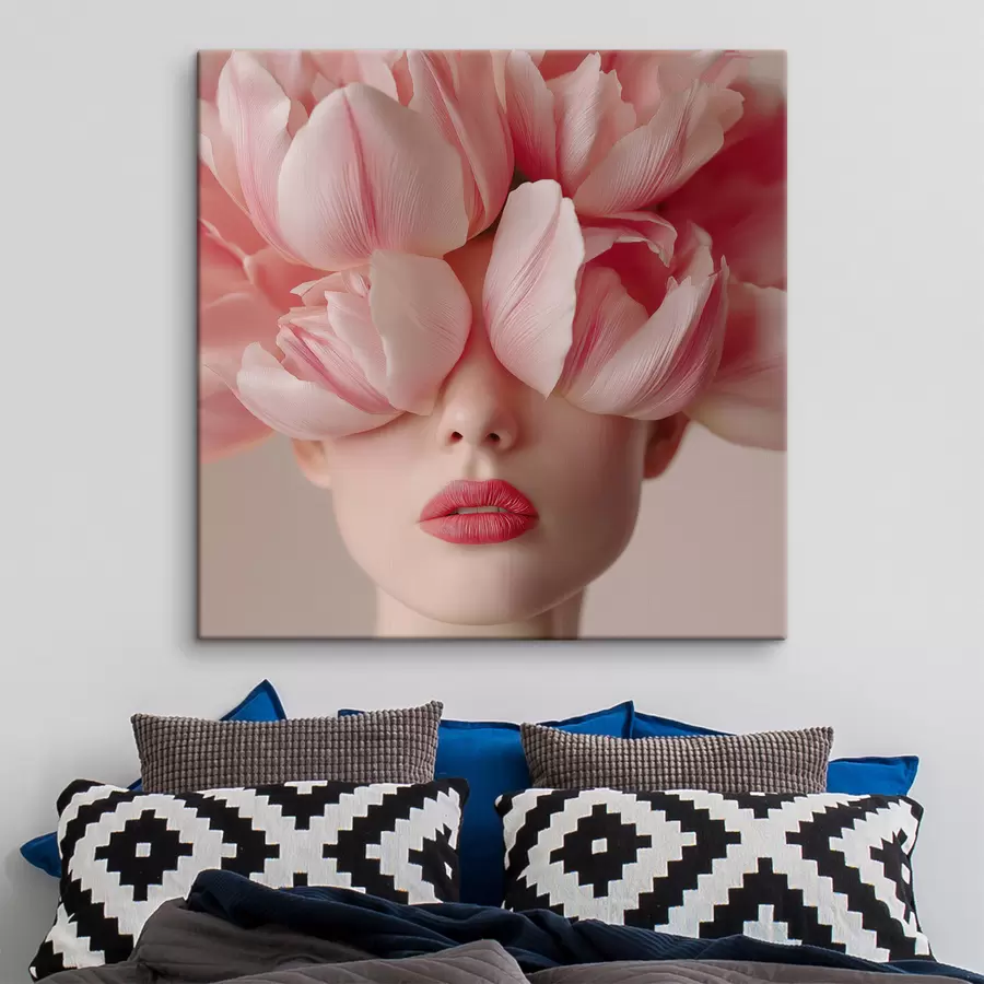 Paveikslėlis Moterų portretai su rožiniais žiedlapiais s47920