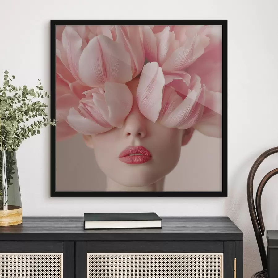 Fototapetai Moterų portretai su rožiniais žiedlapiais f47920