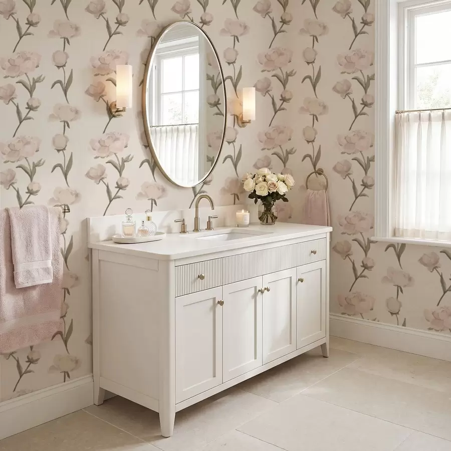 Fototapetai Švelnios rožinės bijūnės šviesiu fonu a01114