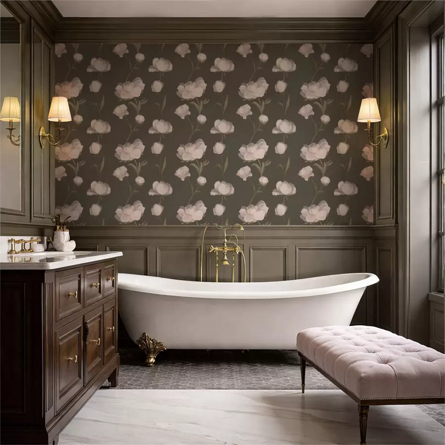 Fototapetai Švelnios rožinės bijūnės ant tamsaus fono a01114v1