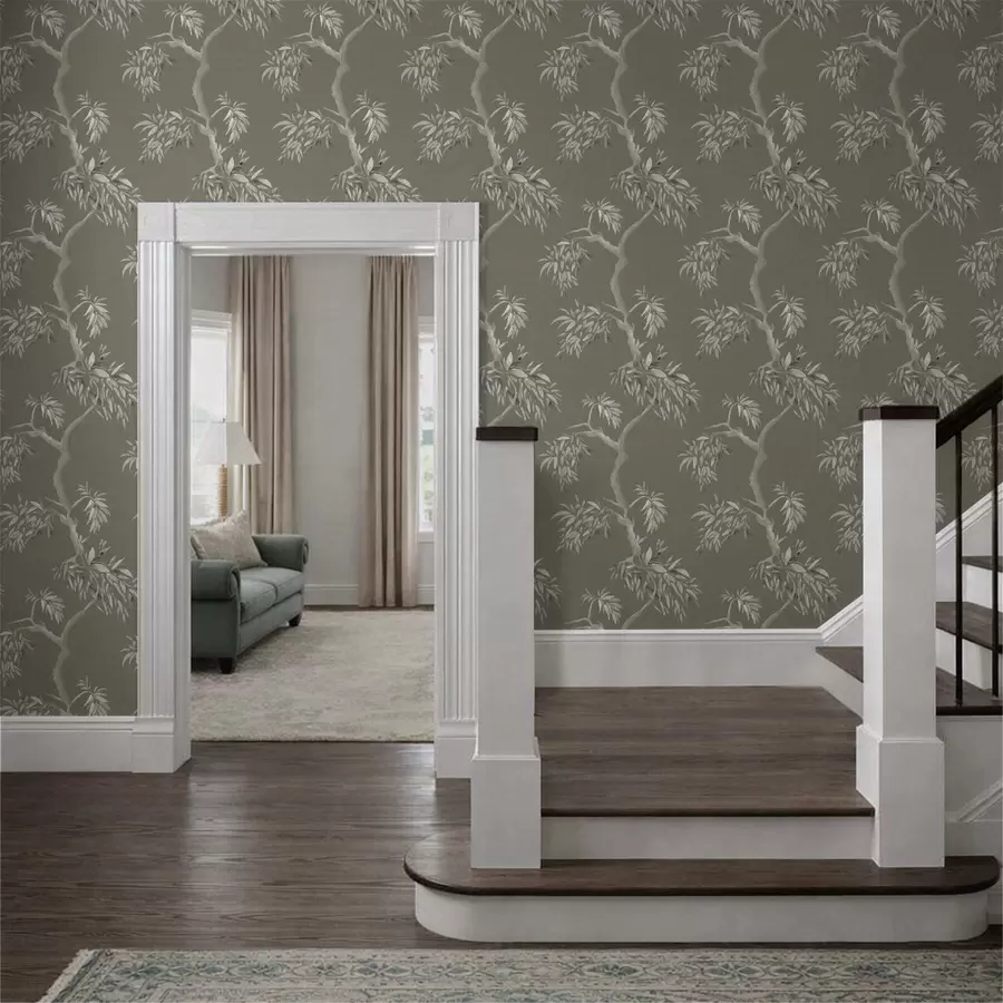 Fototapetai Šviesus šakelių su lapais ant alyvuogių fono a01117v1