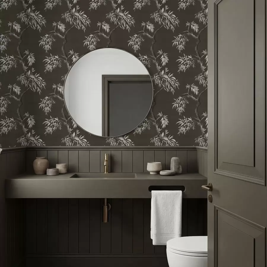 Fototapetai Monochrominė šaka su lapais ant tamsaus fono a01117v2