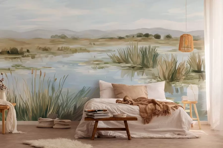 Fototapetai Ramus, taikus ežeras, vaizdingas kraštovaizdis w05214