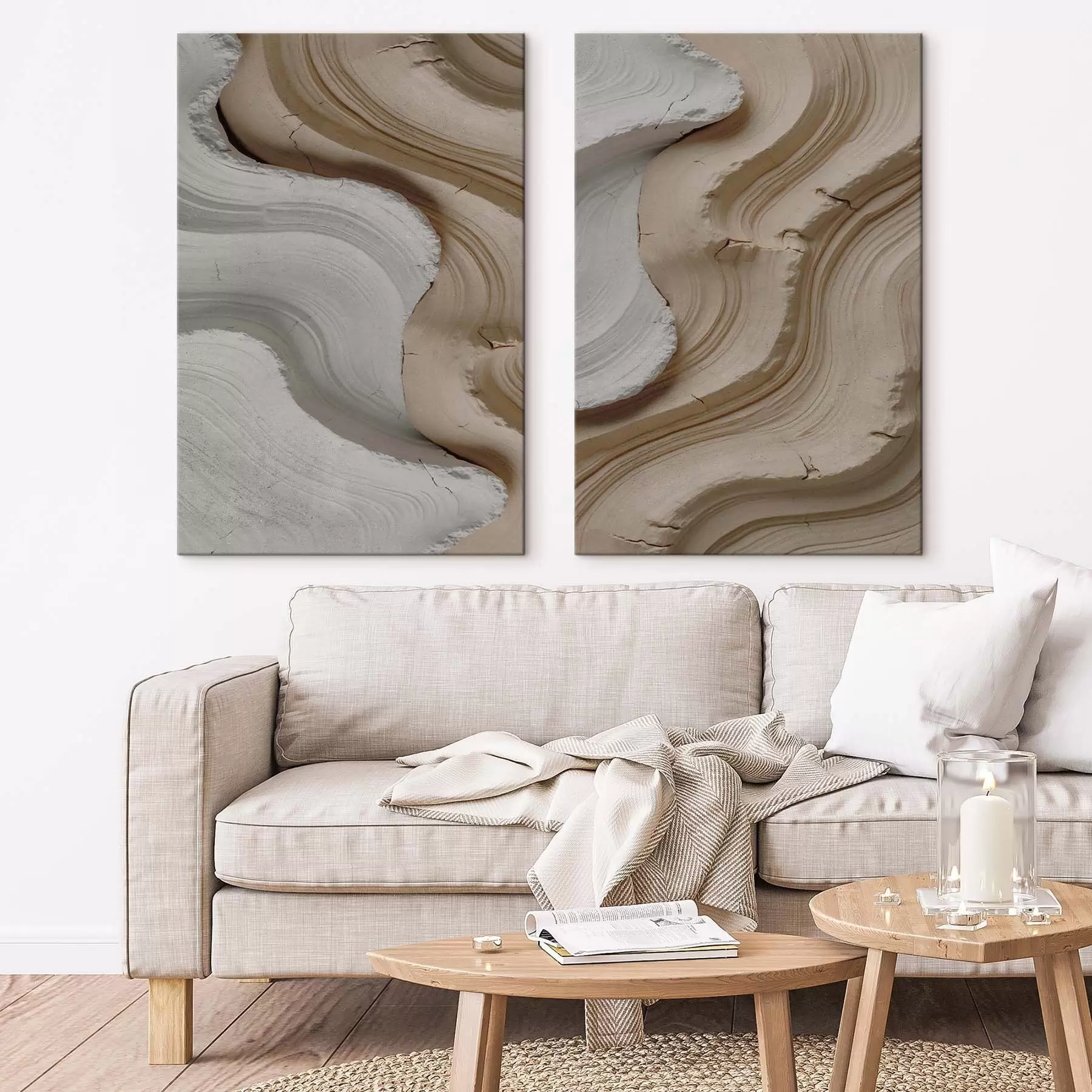 Paveikslėlis Šviesios ir smėlio spalvos lipdiniai, 3D imitacija m30080