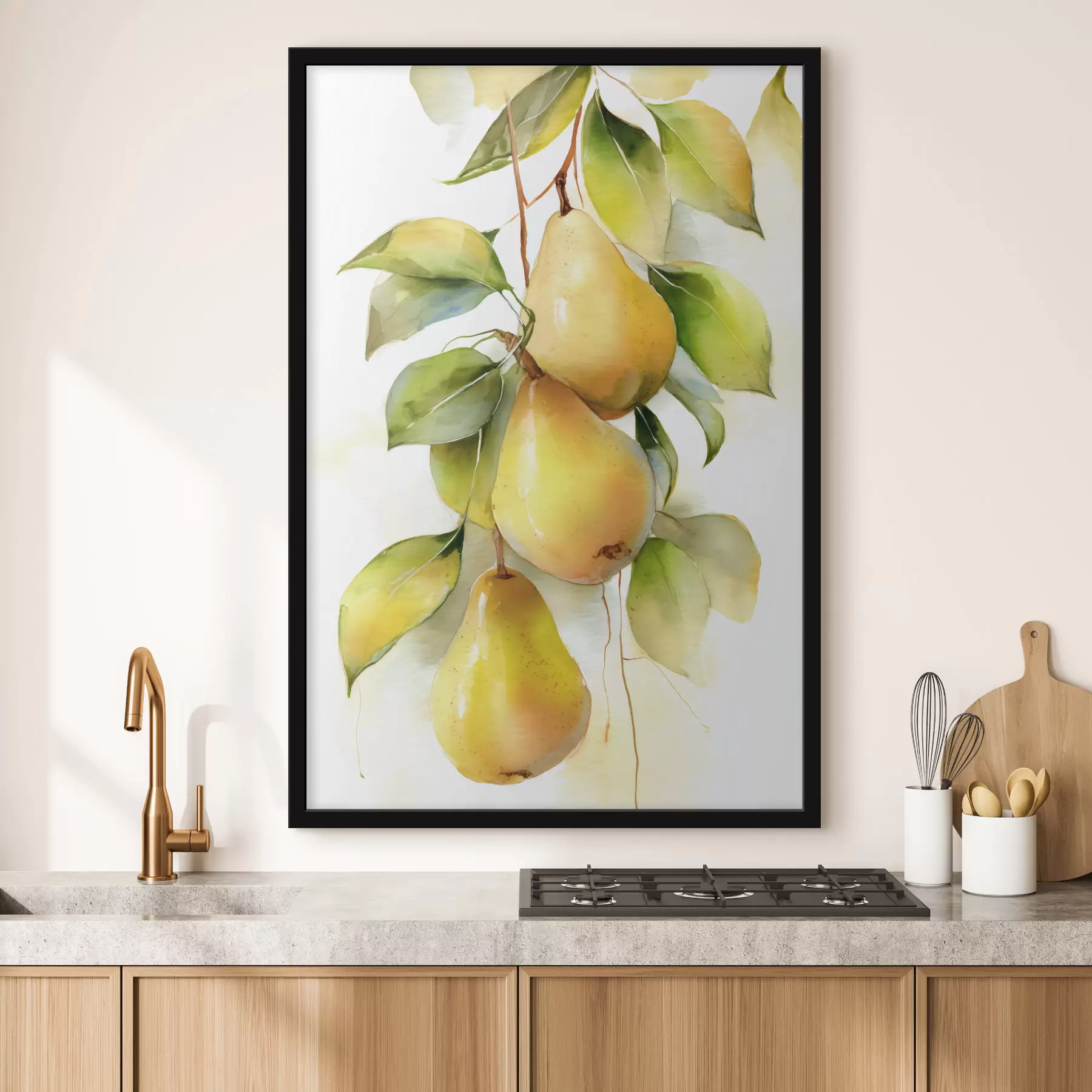 Fototapetai sultingi geltoni kriaušės akvarelės stiliumi f47931