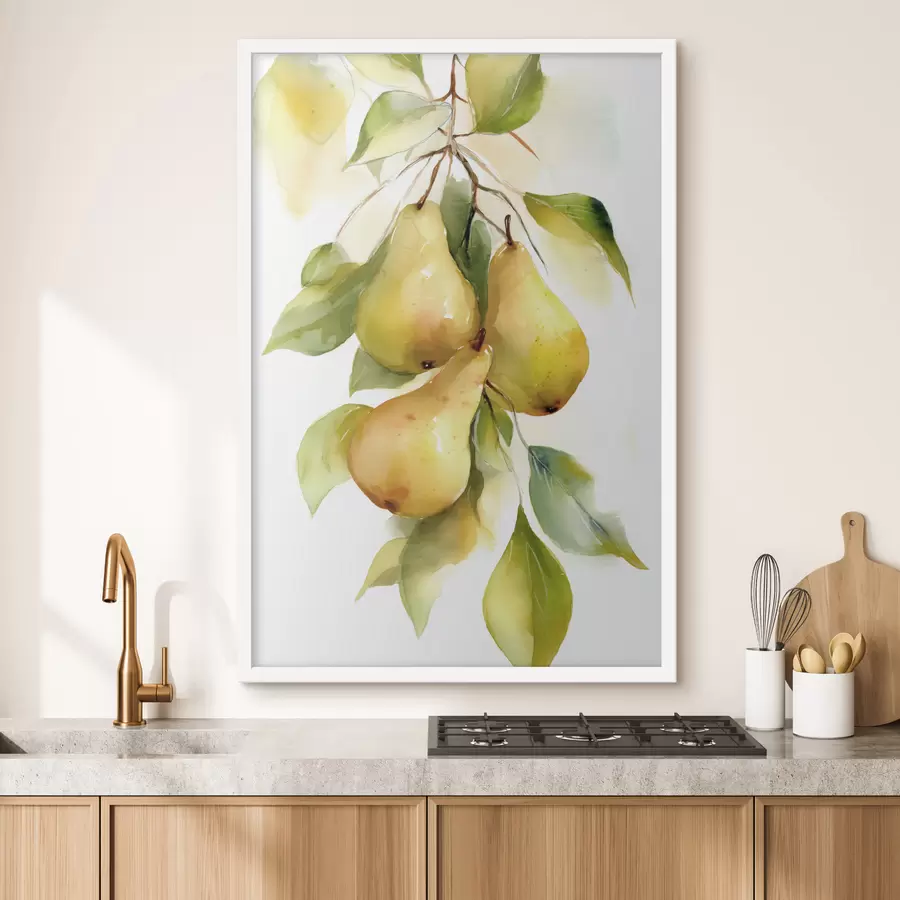 Fototapetai sultingi geltoni kriaušės akvarelės stiliumi f47932