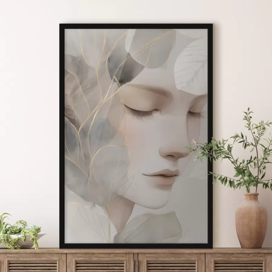 Fototapetai mergina lapų krūvoje f47937