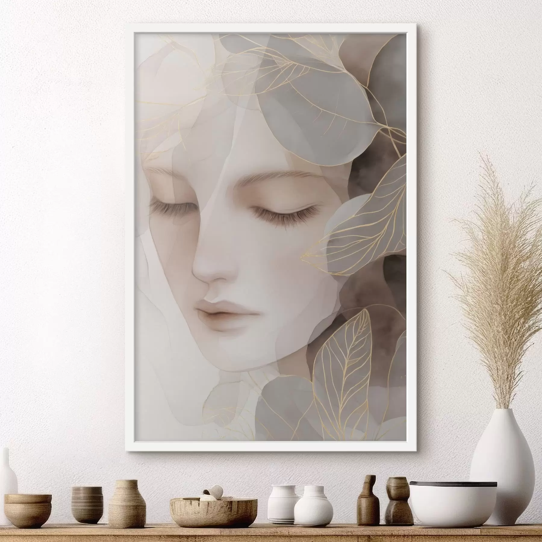 Fototapetai mergina lapų krūvoje f47938