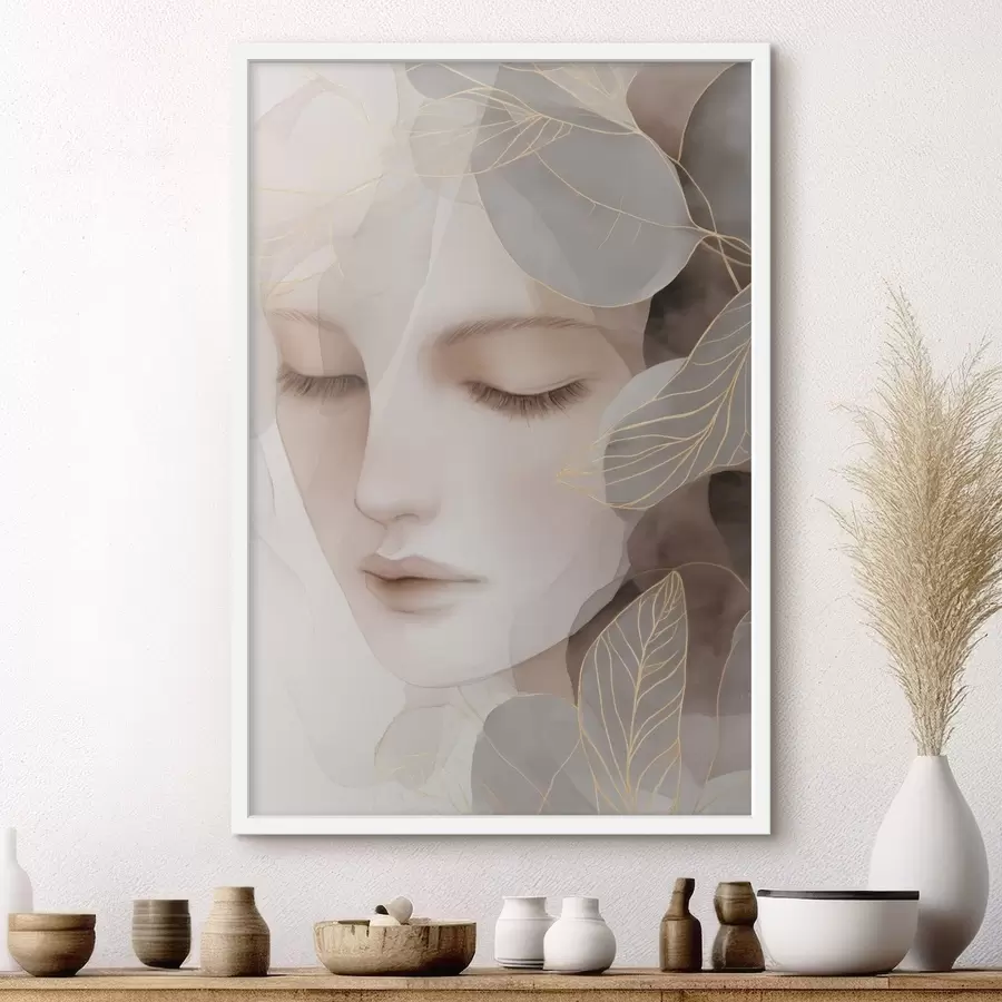 Fototapetai mergina lapų krūvoje f47938