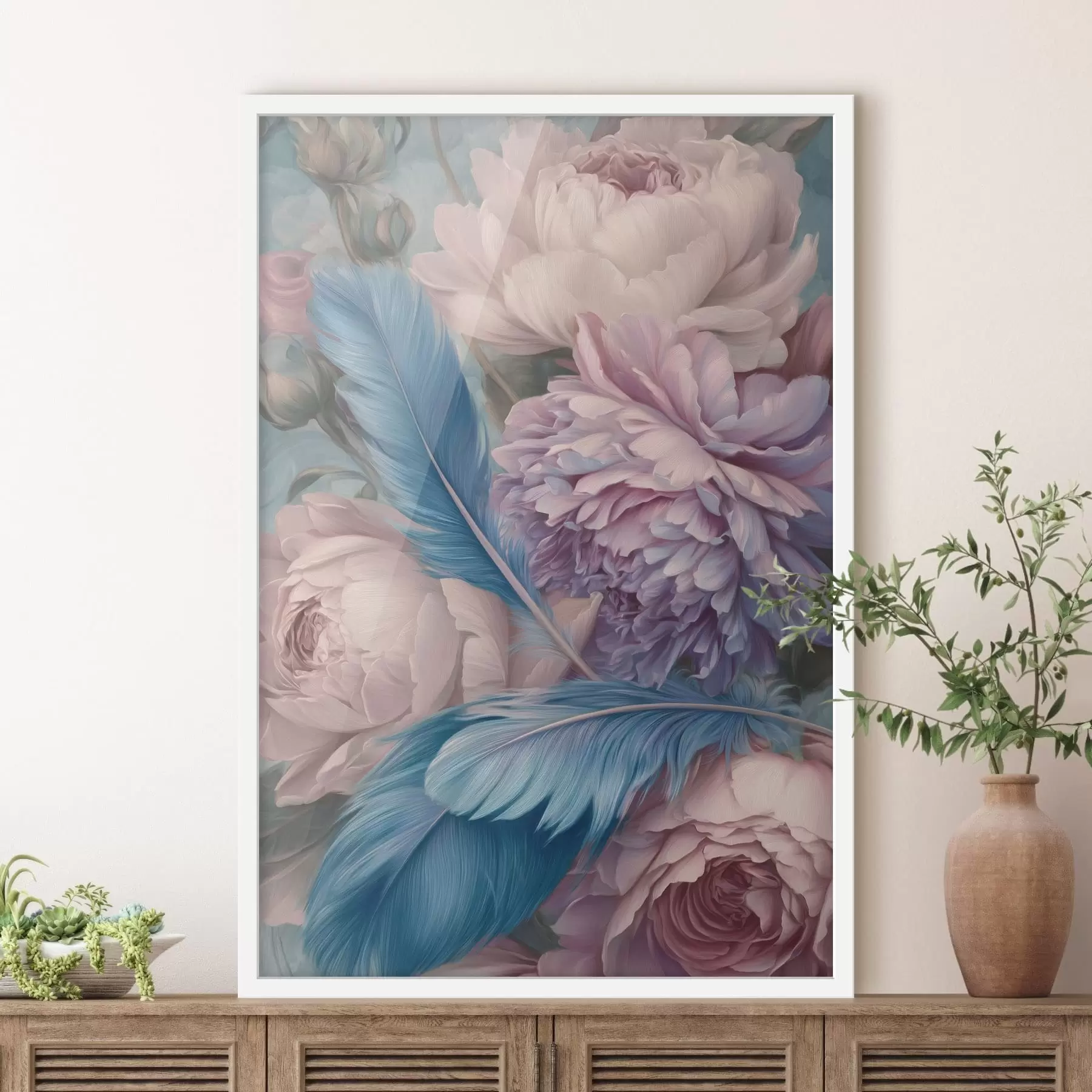 Fototapetai plunksnos tarp bijūnų f47939