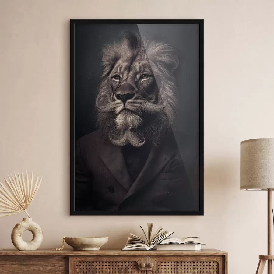 Fototapetai liūtas su kirpėjo stiliaus barzda f47947