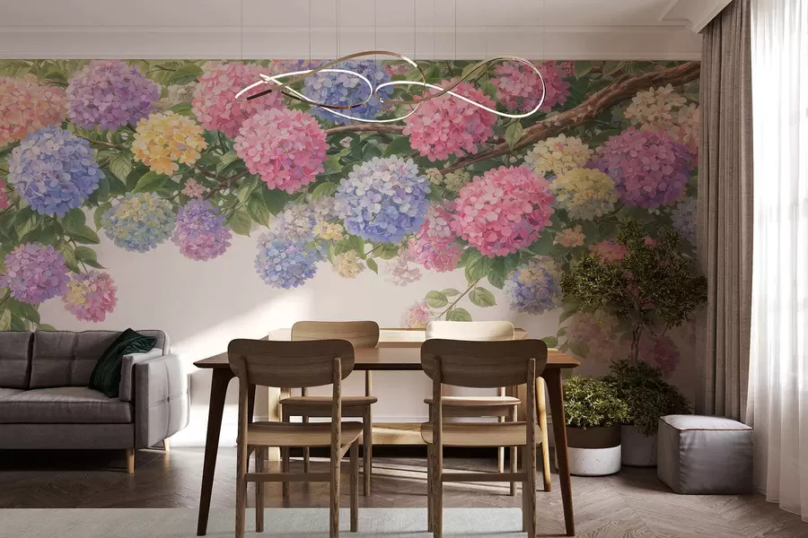 Fototapetai Nudažytos hortenzijos kabo žemyn w05250