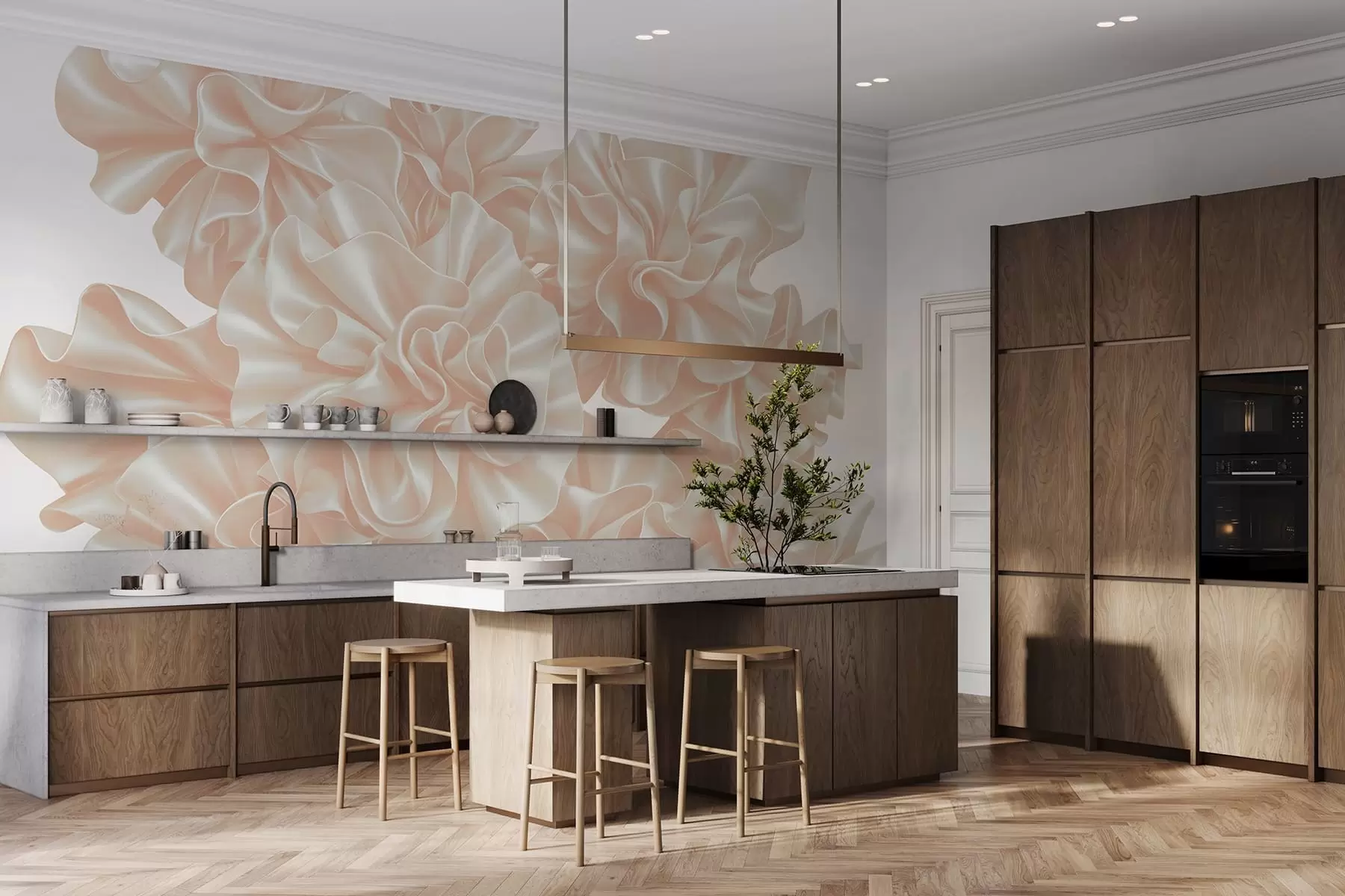 Fototapetai Gėlių imitacija iš juostelių w05252