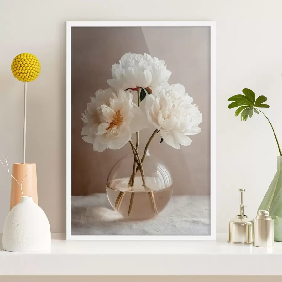 Fototapetai vėjuotas minimalistinis natiurmortas su  pionijomis f48119