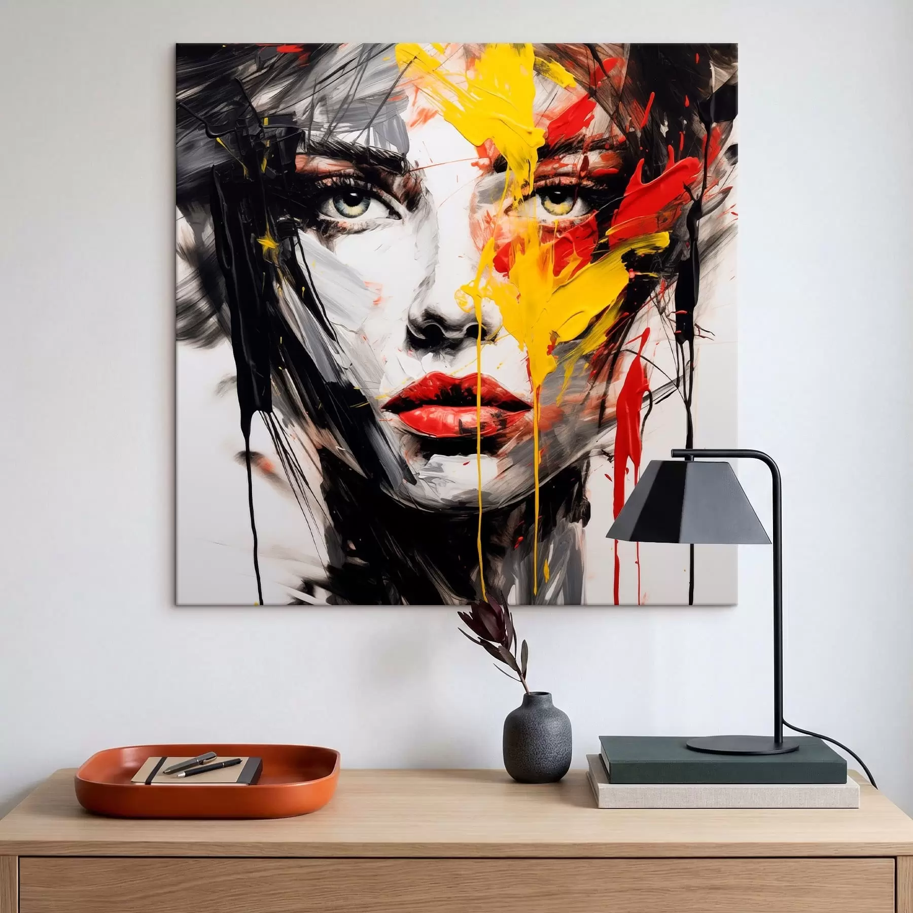 Paveikslėlis Moteris portretas su drąsiais dažų potėpiais s48088