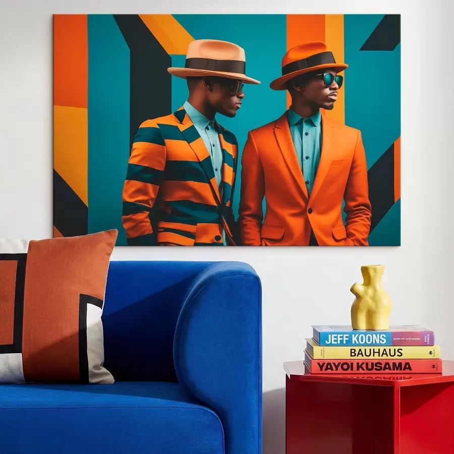 Paveikslėlis Du vyrai ryškiais kostiumais ir skrybėlėmis s48091